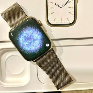 Apple Watch Series 7 - 45mm Gold Stainless Steel Case with Gold Milanese Loop